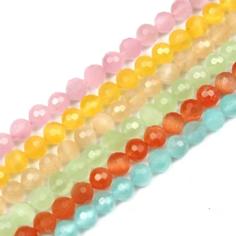 

Natural Stone Faceted Cat Eye Beads Round Loose Spacer Beads 5mm for DIY Jewelry Making Bracelets Charms Necklace Accessories