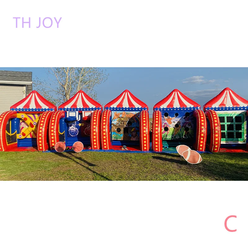4 in 1 inflatable carnival games,2024 newest carnival games soccer dart knock down bundle for party 5