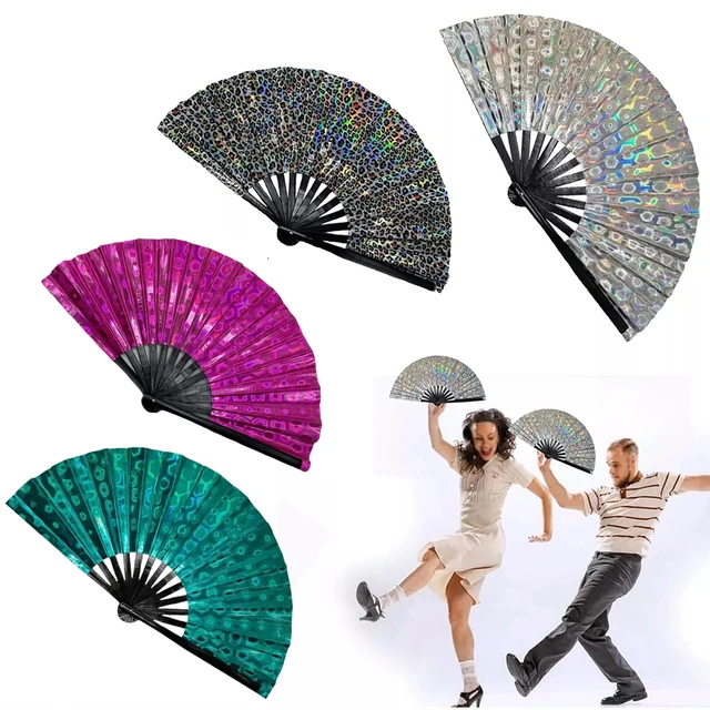 Line Dancing Clack Fans - Holographic Popping Hand Fans For Dance Performances