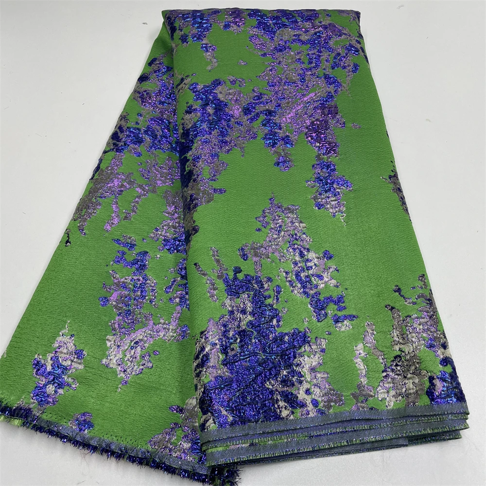 African Jacquard Organza Brocade Fabric Nigerian Damask Tulle Mesh Gilding Lace French Net Material Brocard Tissu 5Yard