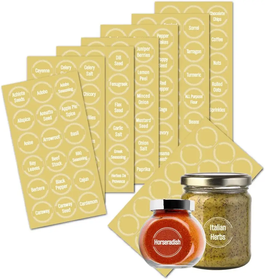 144 Pcs Transparent Spice Labels Oil-proof Stickers for Kitchen Jar Organization Food Labels Waterproof Kitchen Seasoning Names