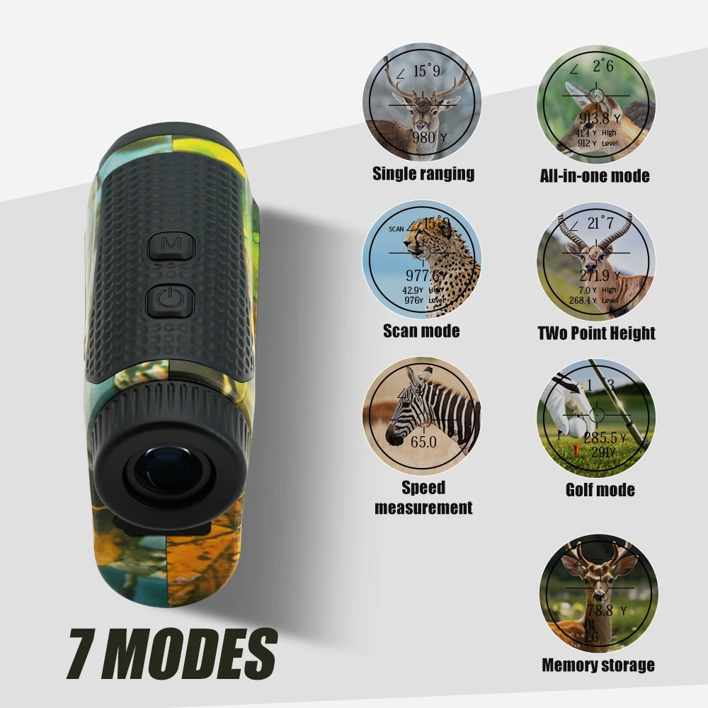 Laser Rangefinder with Distance/Angle/Speed Modes Type-C Charging 6X Magnificat