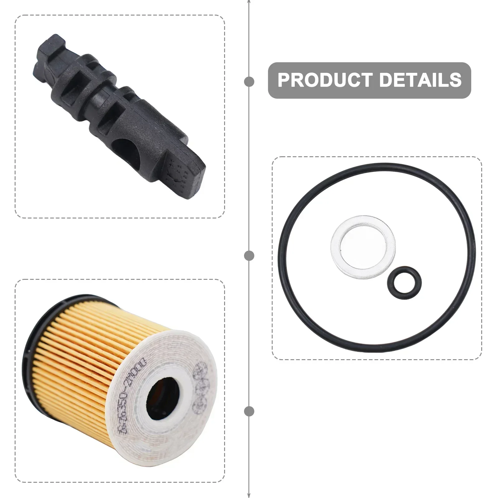 Car Oil Filter Kit For Kia For 1.6L Engine Oil Filter Kit 26350-2M000 263502M000 Car Engine Accessories