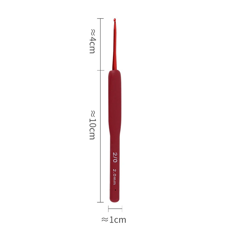 Description Picture 2 of item1Pcs Aluminum Tulip Red Crochet Hook Frosted Handle TPR Silicone Crochet Sweater Knitting Hooks DIY Handmade Crafts Sewing Tools