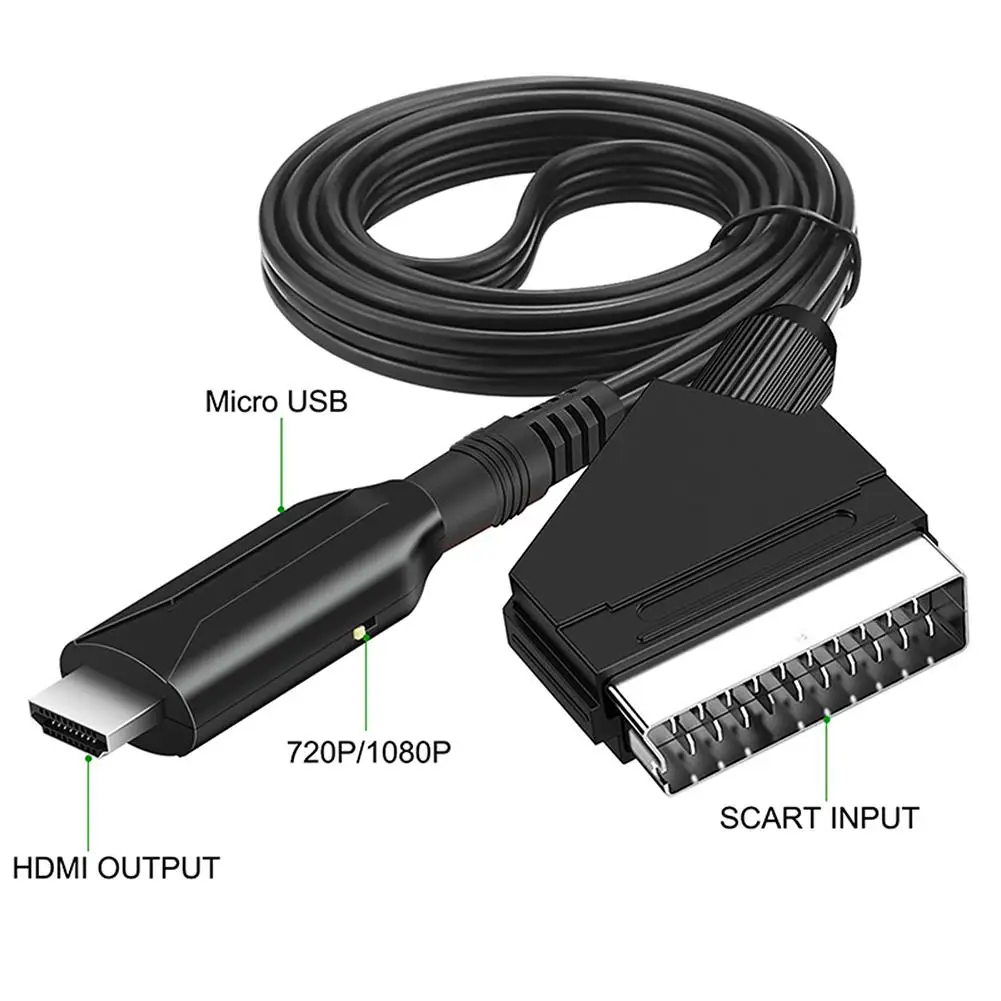 SCART HDMI 호환 컨버터 오디오 비디오 어댑터, 플러그 앤 플레이, HDTV STB VHS DVD 1 계량기 변환 케이블 액세서리