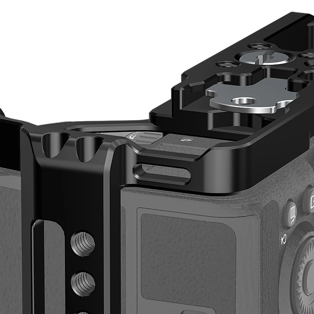 Metall-Kamerakäfig für Sony A7M5 A7M4 A7R5 DSLR-Kamera, Schutzrahmen mit Cold-Shoe-Halterung für Arca Swiss Stativ-Kugelkopf – Detail 32