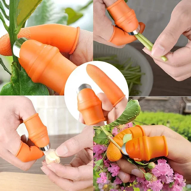 Multifunctional Silicone Thumb Cutter Finger Protector for Gardening, Kitchen & Nail Use Harvesting Tool 6