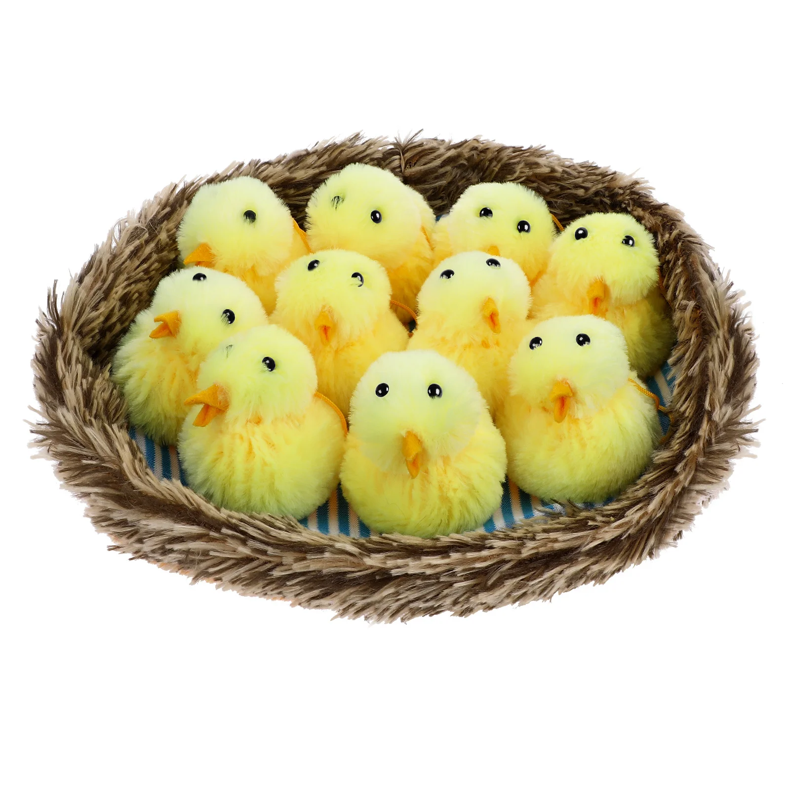 Chicken Plush Chicks Stuffed Toy Yellow Chick Birds Decoration with Nest for Christmas Home Decoration ( 1Nest, 10Chicken ) the yellow birds