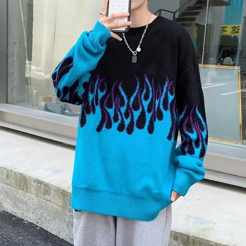 Sweaters Fashion Brand Advanced Gradual Flame Sweaters Men's Autumn and Winter Gentle Lazy Wind Soft Waxy Sweaters