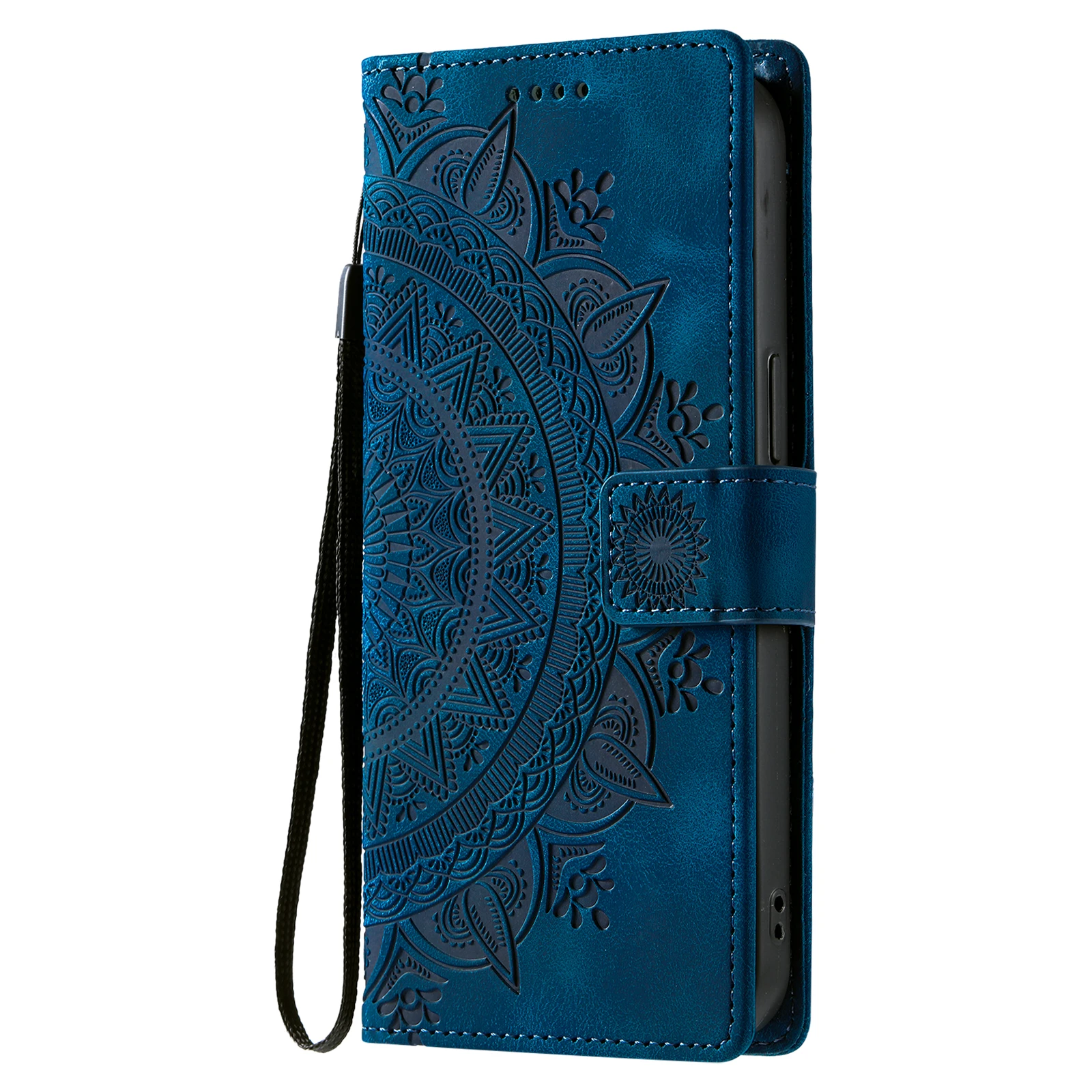 Embossed Totem Leather Wallet Phone Case with Card Holder