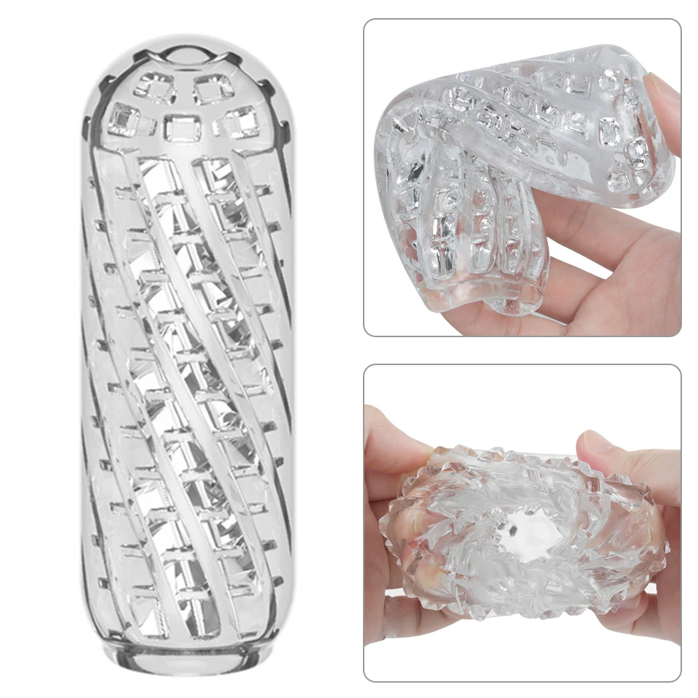 Transparent Male Masturbation Device Sex Toys for Men Penis Endurance Exercise Soft Pussy Aircraft Cup Vagina Masturbator 18