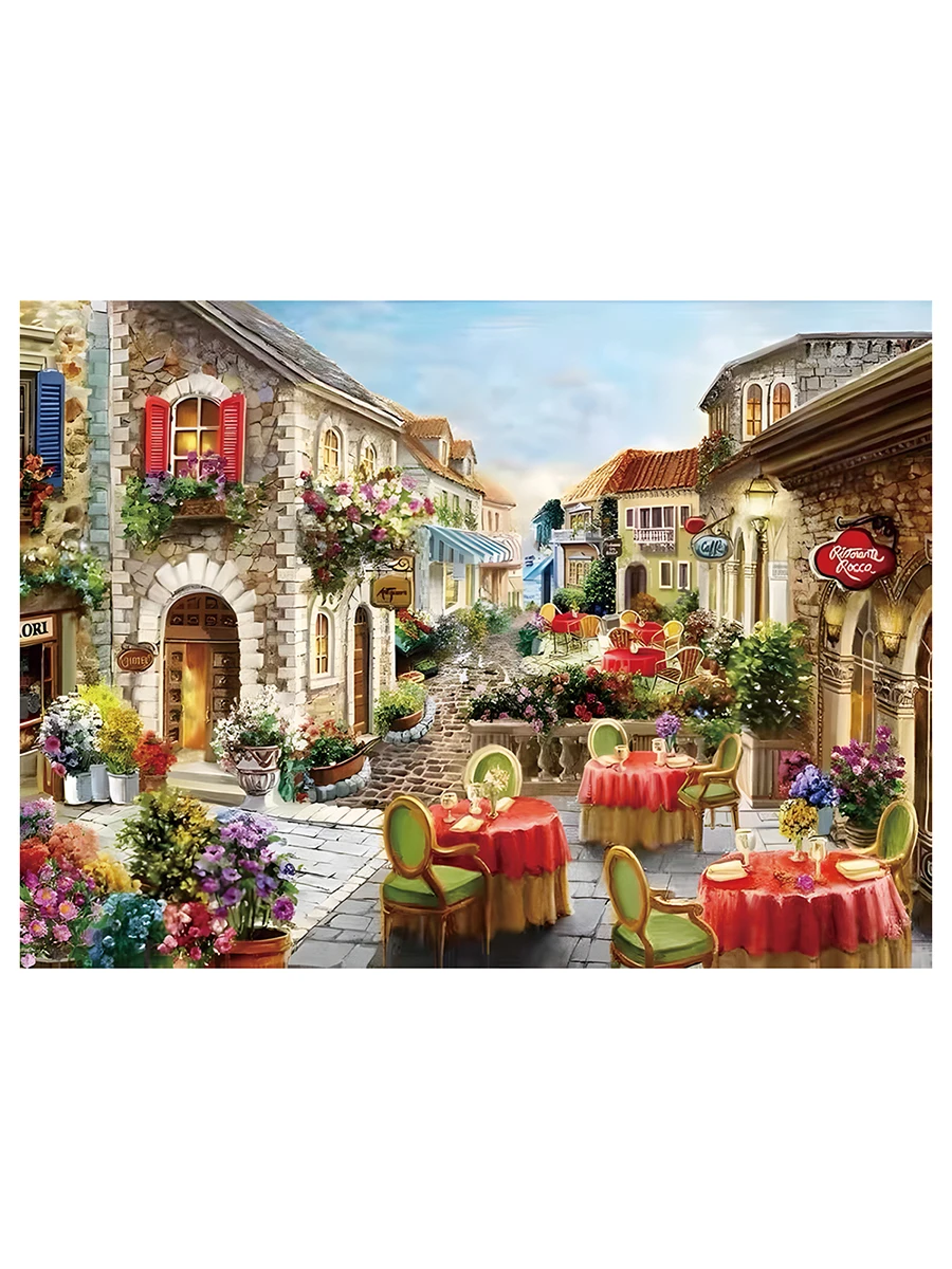 Cross Stitch Kit Flower Street Alley Cross Stitch DIY Embroidery Kits Home Fashionable 11CT Printed Needlework Material Vintage Street Painting
