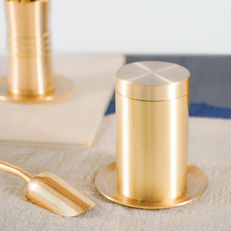 Airtight Tea Canister Copper Incense Coffee Powder Container Portable Tea Tins Food Jars Sugar Spices Powder tea tin box,tea canister,airtight container