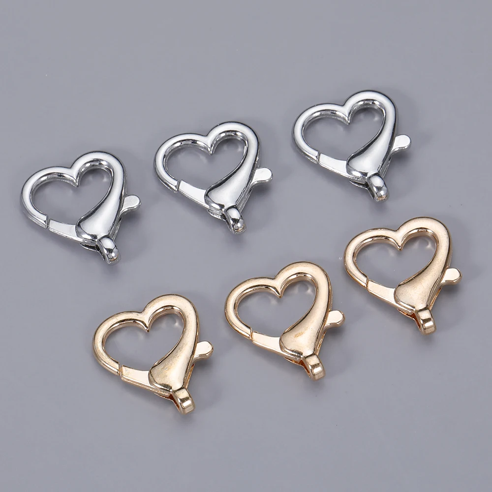 100pcs Heart Lobster Clasp Hook Carabiner for DIY Keychain Jewelry Key Ring Craft Making Supplies Accessories Material Wholesale