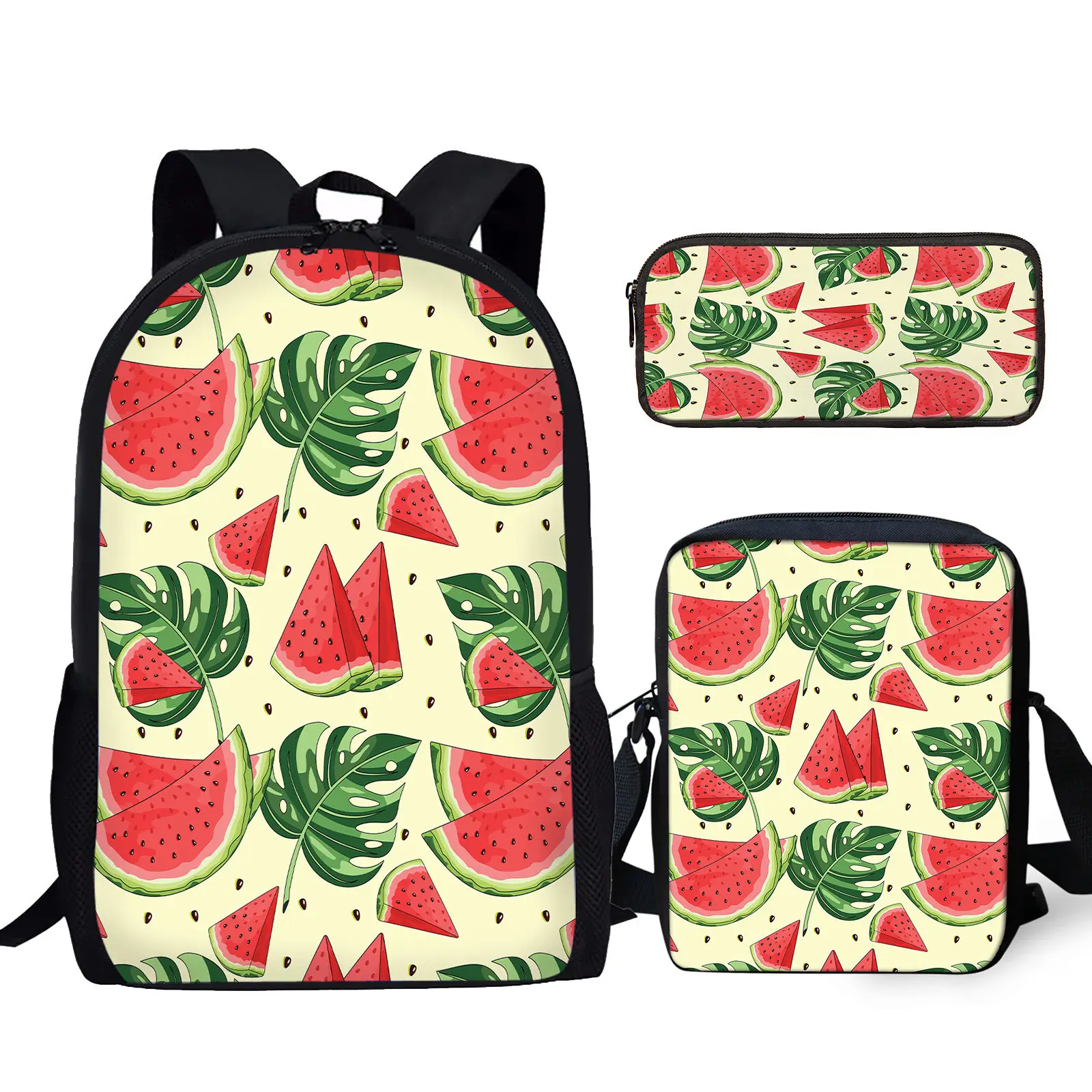 

YIKELUO Тропическое растение арбуз дизайн удобный регулируемый плечевой ремень рюкзак сумка-мессенджер студенческий карандаш