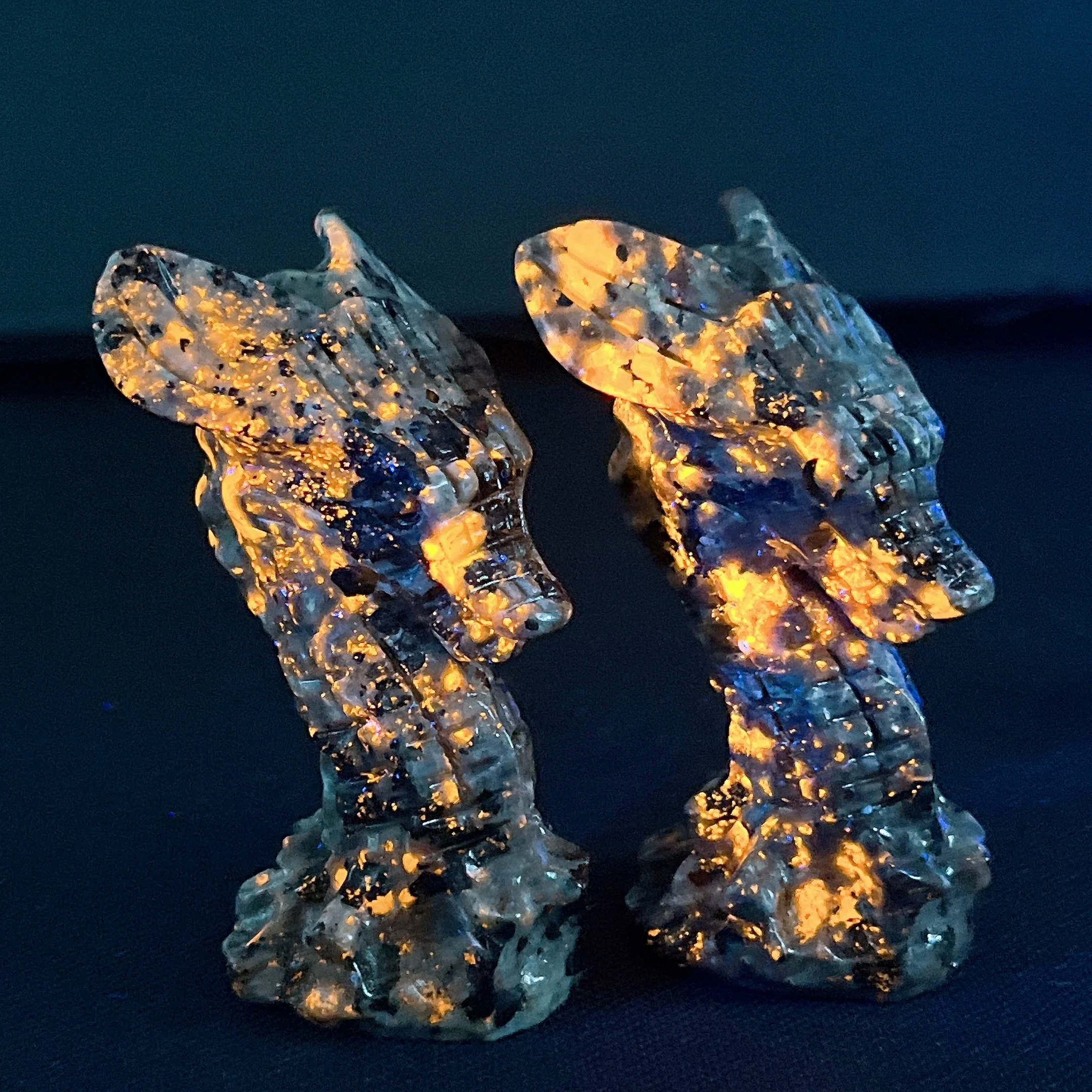 Natural Yooperlite Crystal Quartz Flame Stone Dragon Head Hand-Carved Crafts Ornaments Reiki Minerals Office Decoration Gift 3