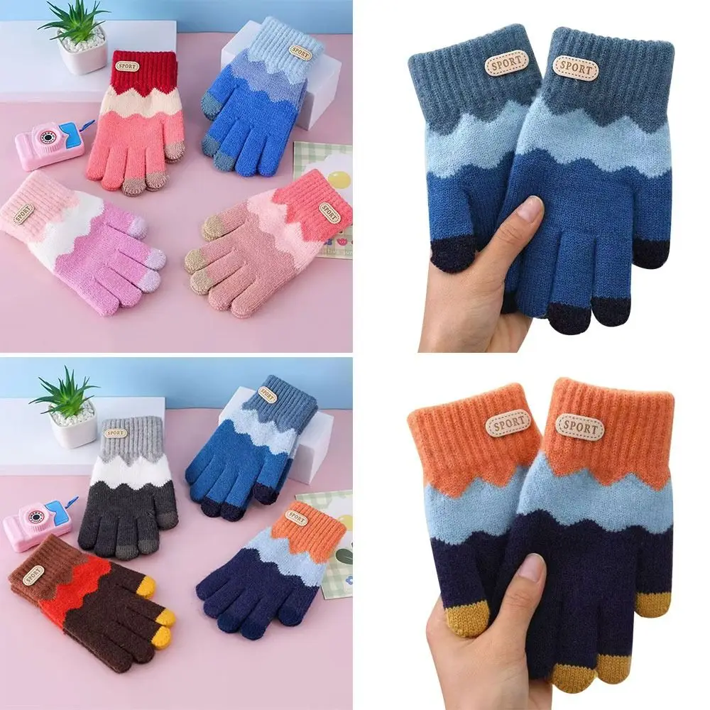 Knitted Winter Gloves for Kids Coldproof Full Finger
