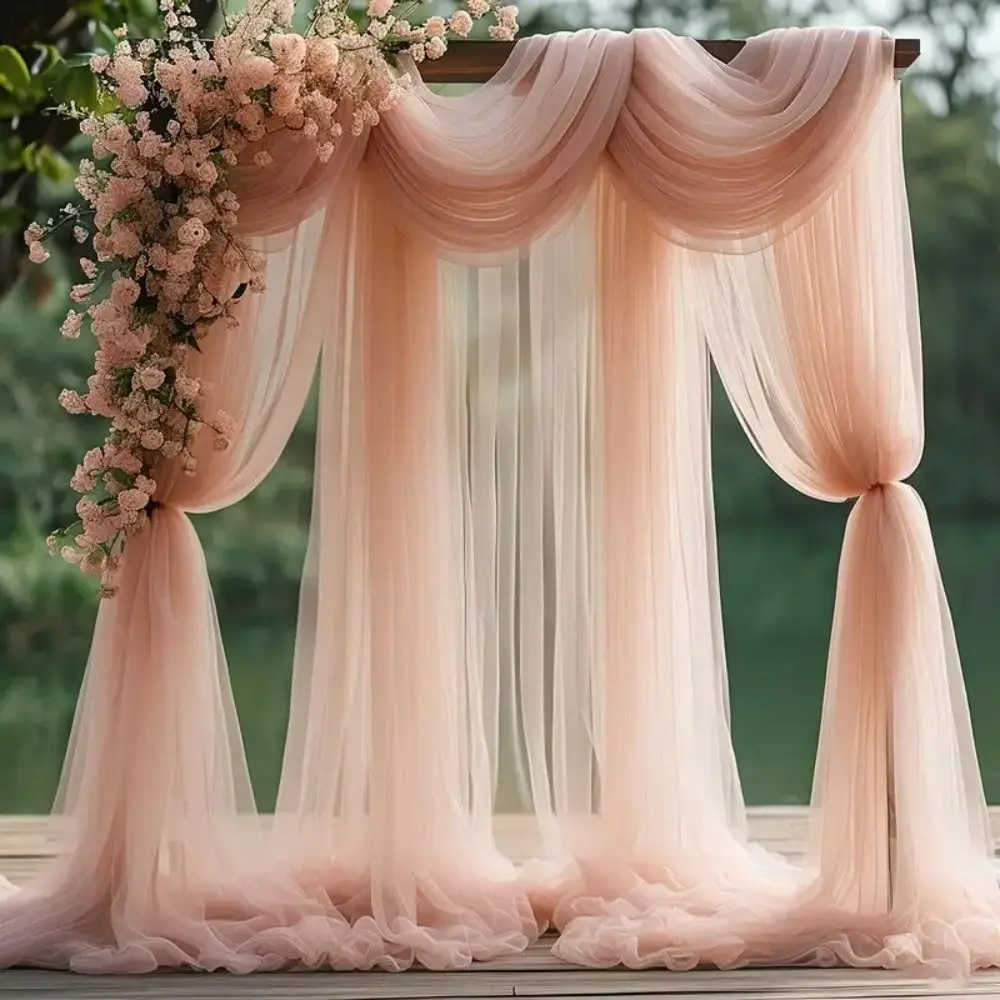 DIY 1/3/5/8/10 Meter Hochzeits-Tüll Weiß Rosa Transparenter Fotografie-Hintergrund Deko Bogen Drapierstoff Geburtstag Party Hochzeit – Detail 11