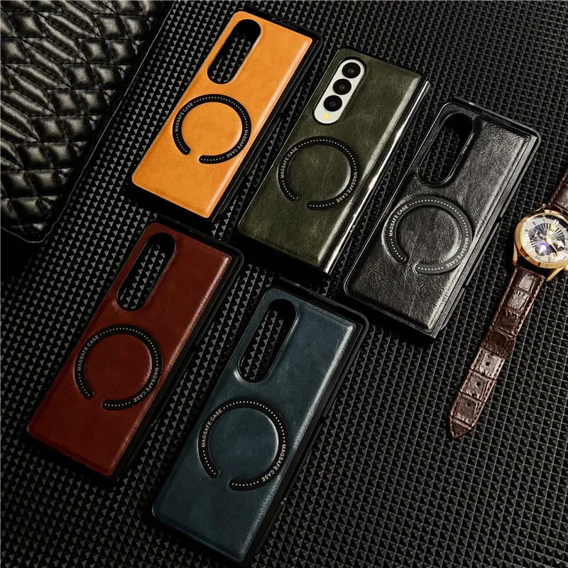 Custodia Magnetica Magsafe Per Samsung Galaxy Z Fold 3 4 5G Custodia In Pelle Pu