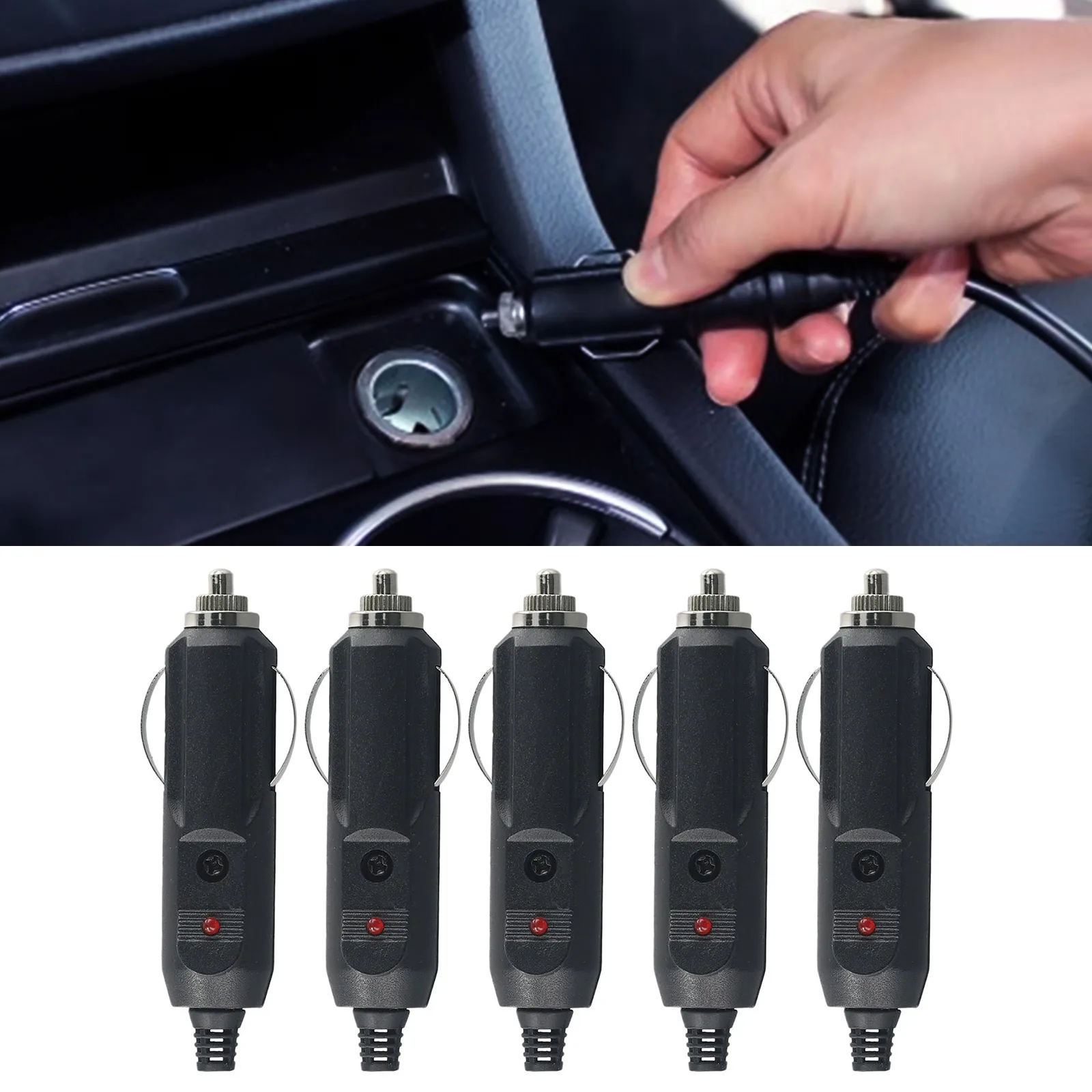

5Pcs 12V 24V Car Cigarette Lighter Plug With Fuse 10A With LED Indicator US Style Plug Cigarette Lighter Plugs