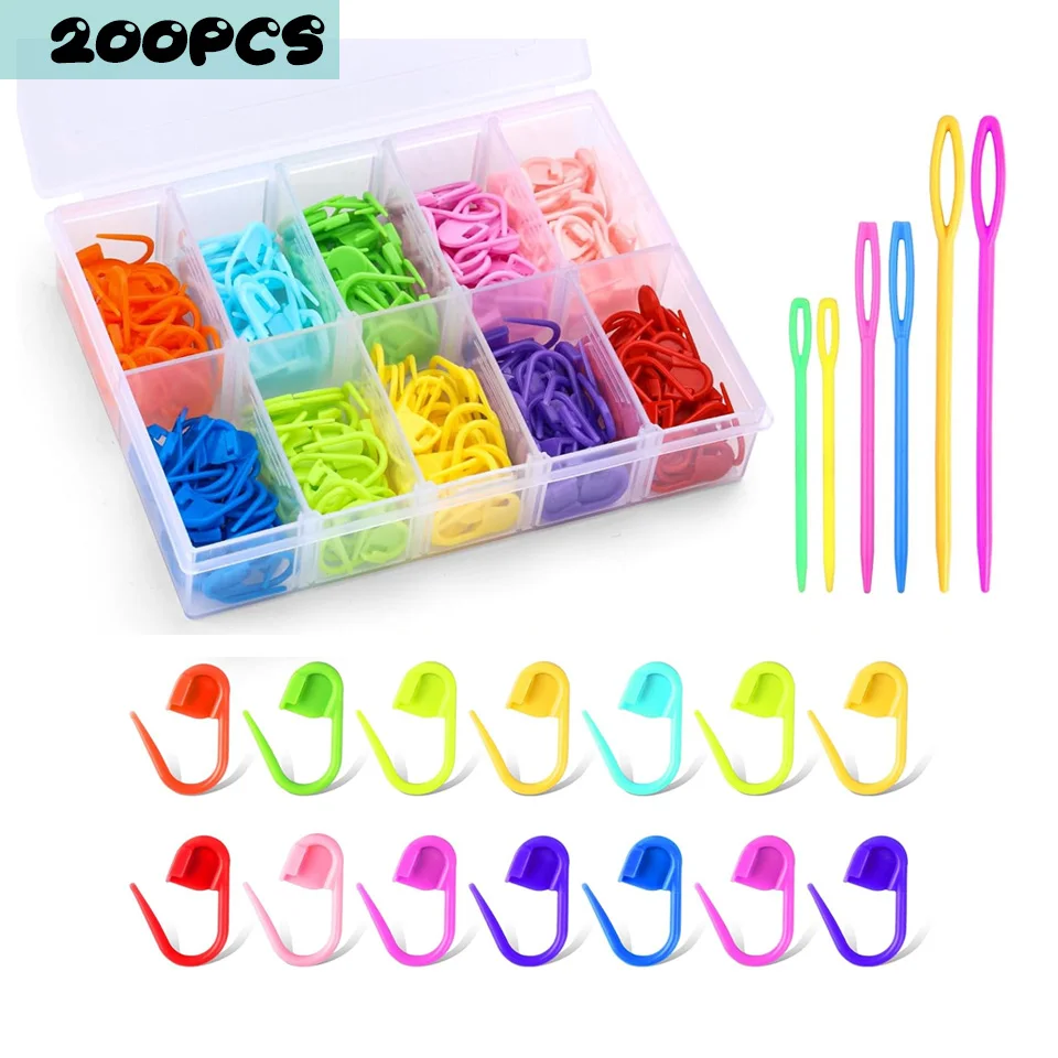 Zxiixz Tığ İşi İşlemleri için İşleme İşaretleyicileri, Tığ İşi İşleme İşaretleyicileri, Örgü Kilitleme Klipsleri, DIY El İşi Dikişi için İplik İğneleri ile