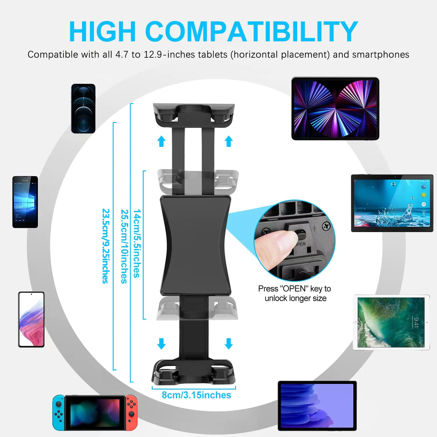 Enhanced Airplane and Travel Tablet Holder - Foldable 360° Rotation Hands-Free Stand