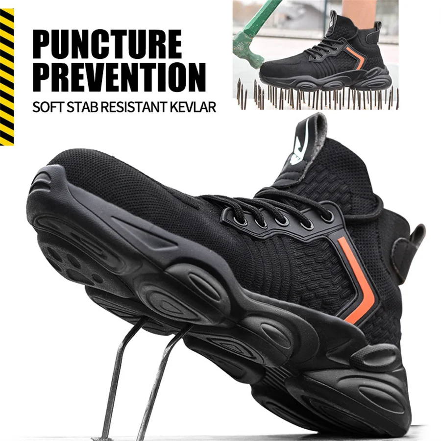 

Men's Safety Shoes Steel Toe Safety Work Boots Men Women High top Work Shoes Men Puncture Proof Durable Indestructible Footwear