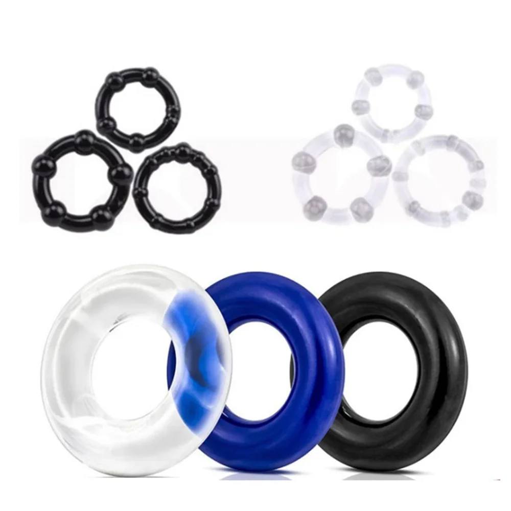 Cock Ring Delay Ejaculation Penis Ring Sex Toys Men Dick Enlargement Silicone Adult Supplies 3Pcs/Set