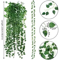 4.4/11M Artificial Plant Green Ivy Leaf Garland Fake Plant Creeper Hanging Vine Outdoor DIY Garden Wall Wedding Party Home Decor 6