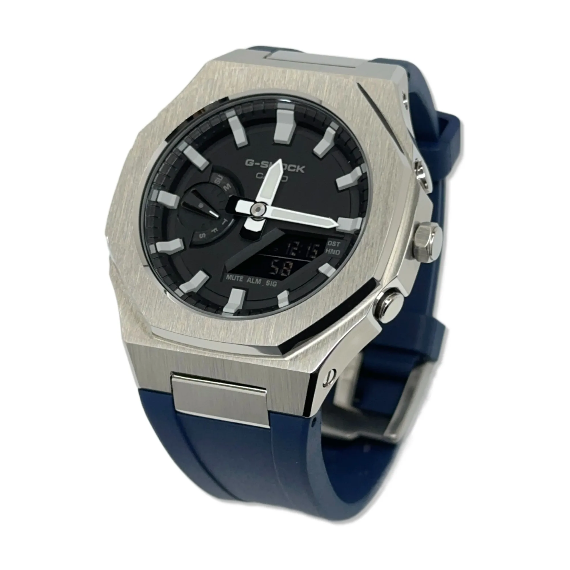 Hontao Ga2100 Casioak 5Th Gen Argento Cassa In Acciaio Inossidabile Con Corona Cinturino In Gomma Fluorurata Per Casio G Shock Ga-2100/B2100/2110