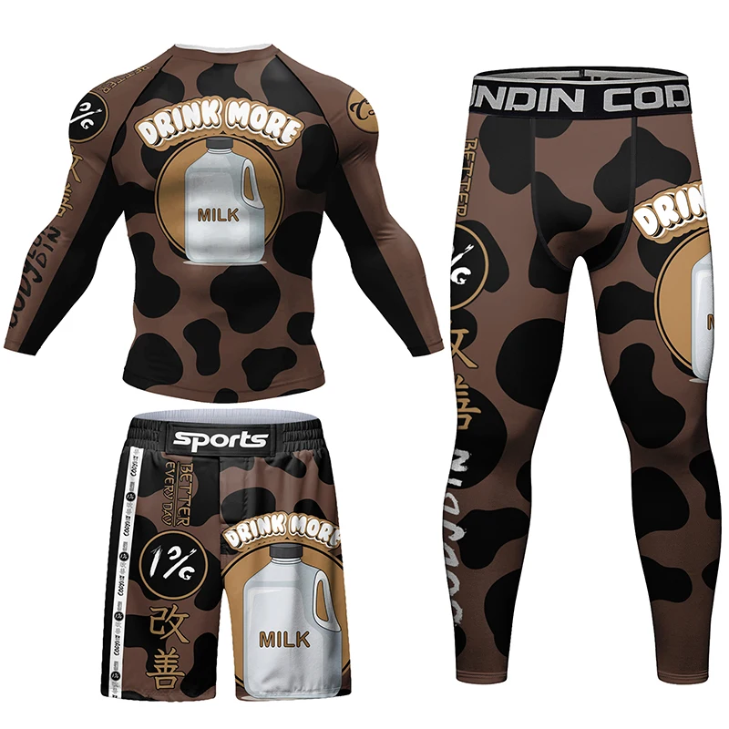 MMA Rashguard T-shirt + Pants Set 4pcs Men jiu jitsu Boxing Kickboxing MMA shorts Bjj Gi Muay Thai Grappling Pants Sportswear