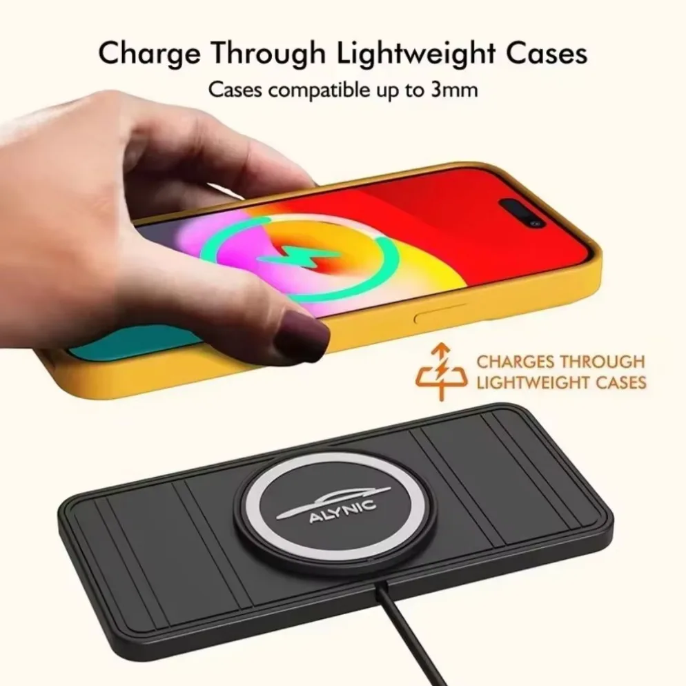 Car Wireless Charger Pad Silicone Non-slip Mat PD USB C Induction Fast Car Charging Station for iPhone 16 15 14 AirPods Samsung