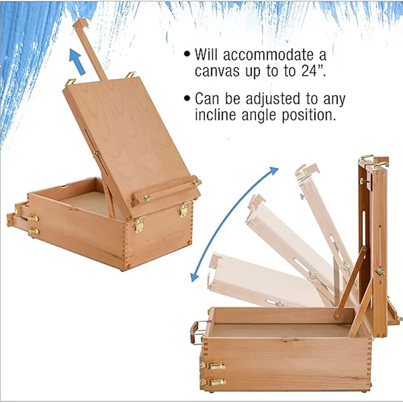 Extra Large 2 Drawer Adjustable Wood Sketchbox Easel with Storage  Letong Portable Artist Desktop Easels for Drawing, Painting, - 6