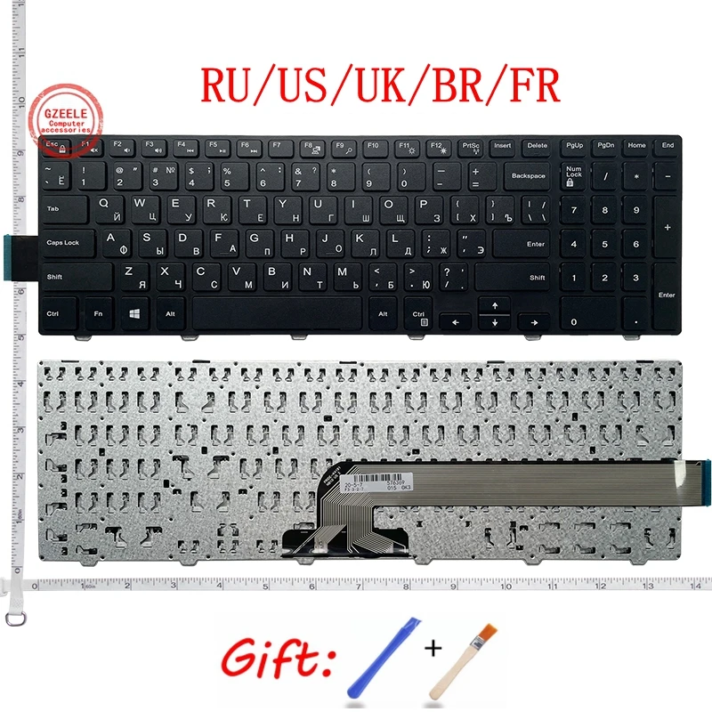 Ru/Us/Uk/Br/Fr/Sp Per Dell Inspiron 15 3000 5000 3541 3542 3543 5542 5545 5547 15-5547 15-5000 15-5545 17-5000 Tastiera Del Computer Portatile