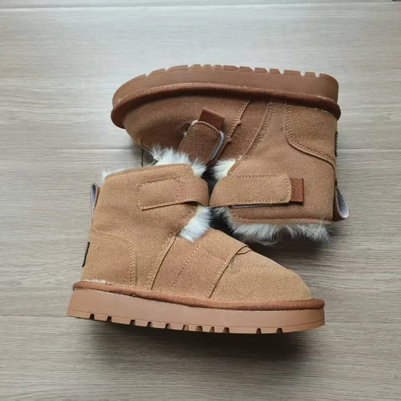 Brand Luxury Child Snow Boot Women Winter Boots Middle Aged Girl Shoes with Plush Thick Cotton Shoe -40 Warm Kids Shoe Boy Shoe