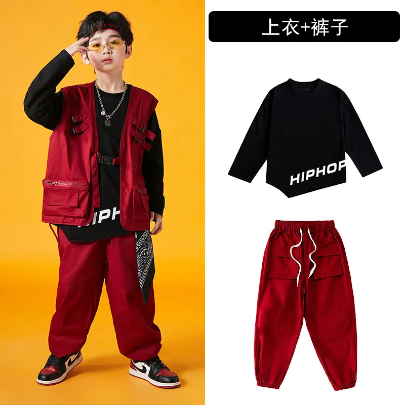 Traje de hip hop para niños, chaleco de otoño, pantalones, disfraces de moda para actuaciones en el escenario para niñas