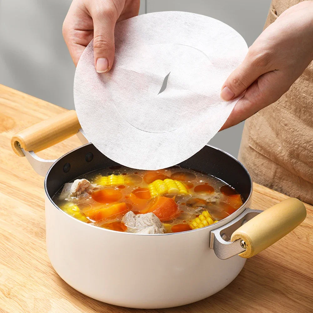 12-60Pcs Disposable Food Soup Oil Absorbing Paper Health Oil Filter Paper Baking Oil-absorbing Kitchen Cooking Accessories