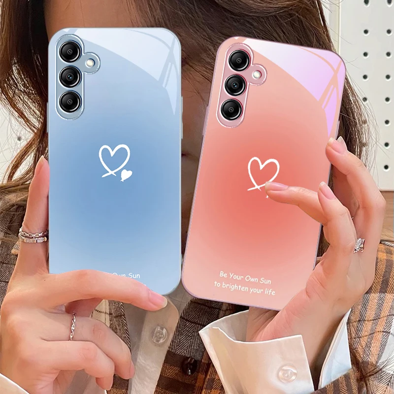 Gradient Heart Glass Phone Case