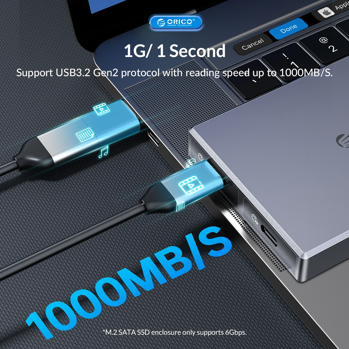 Orico-alumínio Alloy Dual Bay Ssd Case Suporte M.2 Nvme Ssd Disk m Key b & m Key Ssd Ferramenta Gabinete Livre - Imagem 4