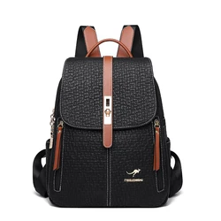 Elegant Women's Leather Backpack - Large Capacity Fashion Rucksack - 13 inches (Brown Backpack)