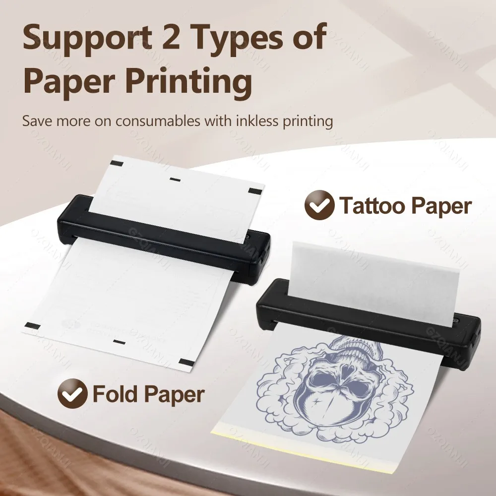 Bluetooth A4 Portable Printer with 50pcs Thermal Paper, Lightweight And Compact Thermal Printer For Travel, Home, Office Use