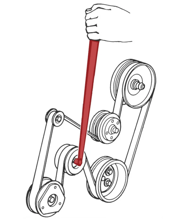 Motorspannrolle, verlängerter Spanner, Kfz-Riemenscheiben-Einstellschlüssel, E-Buchse, spezielle Demontage und Montage, Werkzeugring in – Detail 1