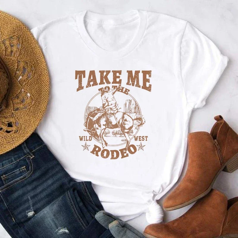 Cowboy Rodeo Graphic Printed Women Vintage Country Music Funny Western T-shirts Female Retro Casual Short Sleeve TShirt Clothing 3
