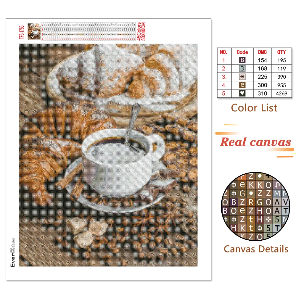 EverShine Diamond Painting Kitchen Diamond Embroidery Coffee Picture Rhinestones Bread Cross Stitch Scenery Home Decoration diamond painting,diamond painting accessories,diamond painting accessory box