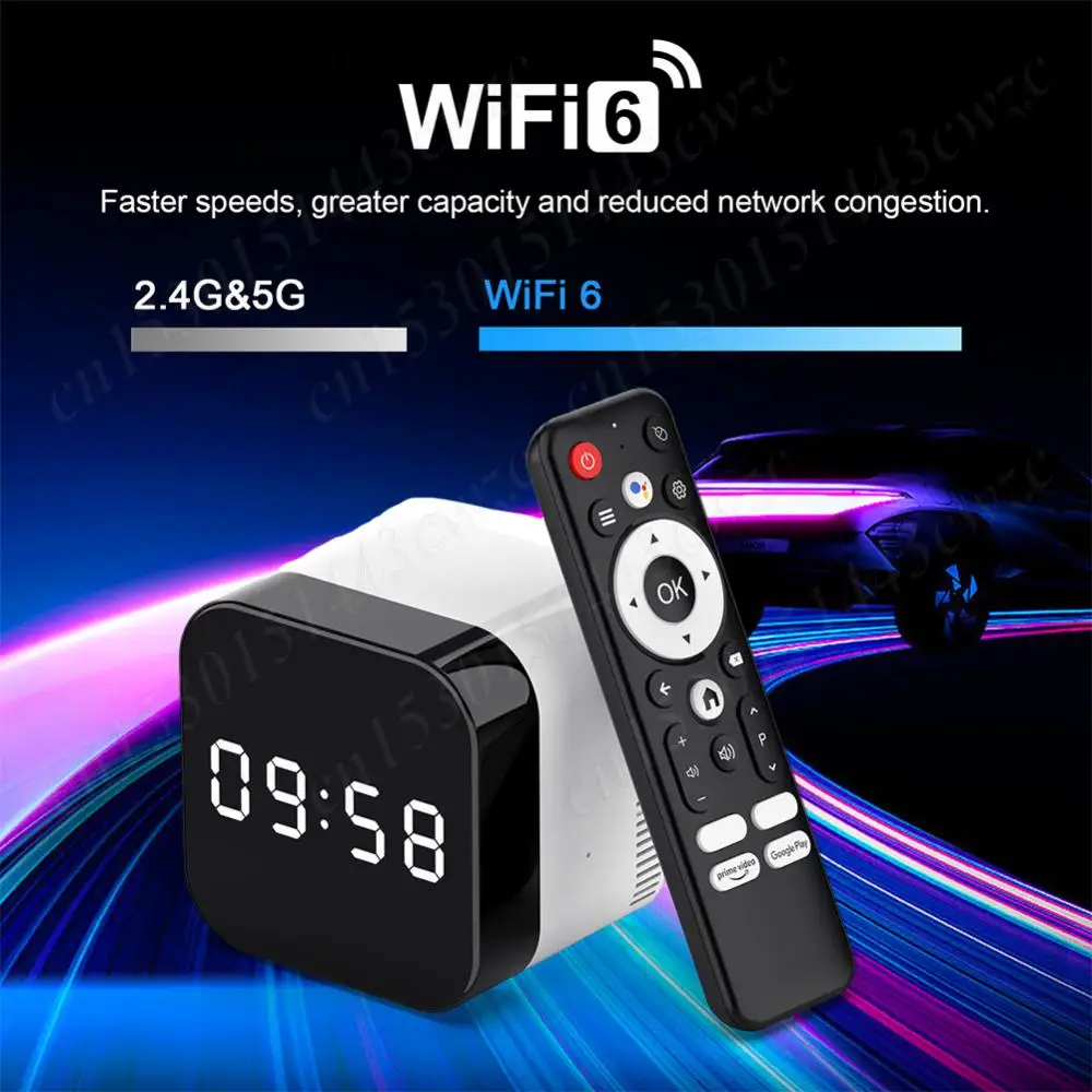H96Max H728 Smart TV Box Android 14.0 WIFI 6 BT 5.X 8K 4K@60fps 1000M/LAN Alarm Clock with Remote Control