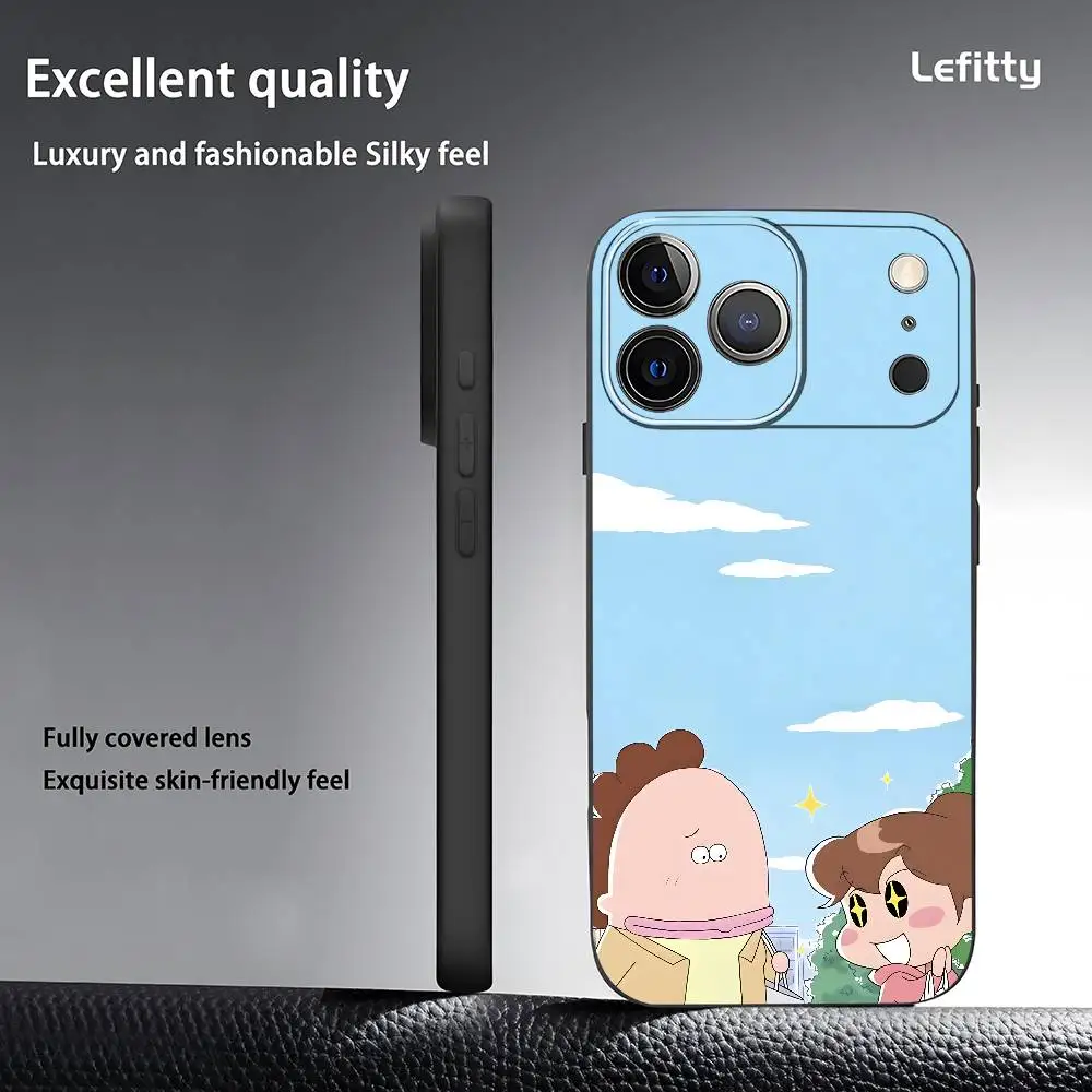 Adorable Anime-Inspired Black Frosted Soft Phone Case