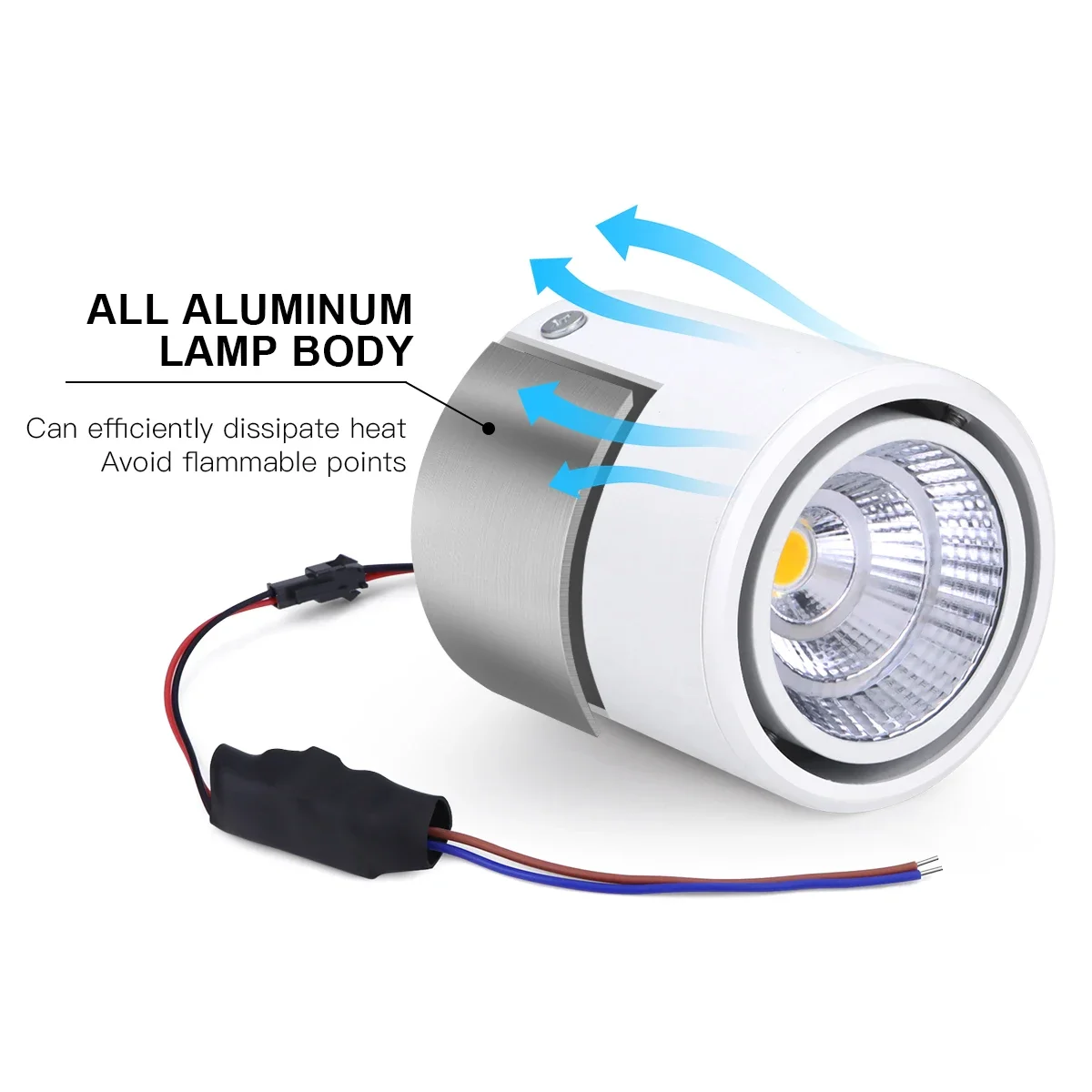 Surface-Mounted Spotlight 30-Degree Angle Adjustable COB LED Ceiling Light Lamp Aluminum Shell Downlight