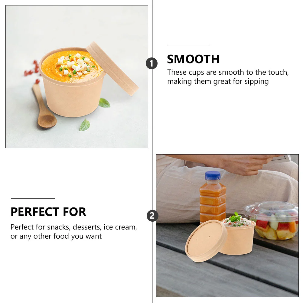 Disposable Paper Cups Soup Bowls Containers Ice Cream Yogurt