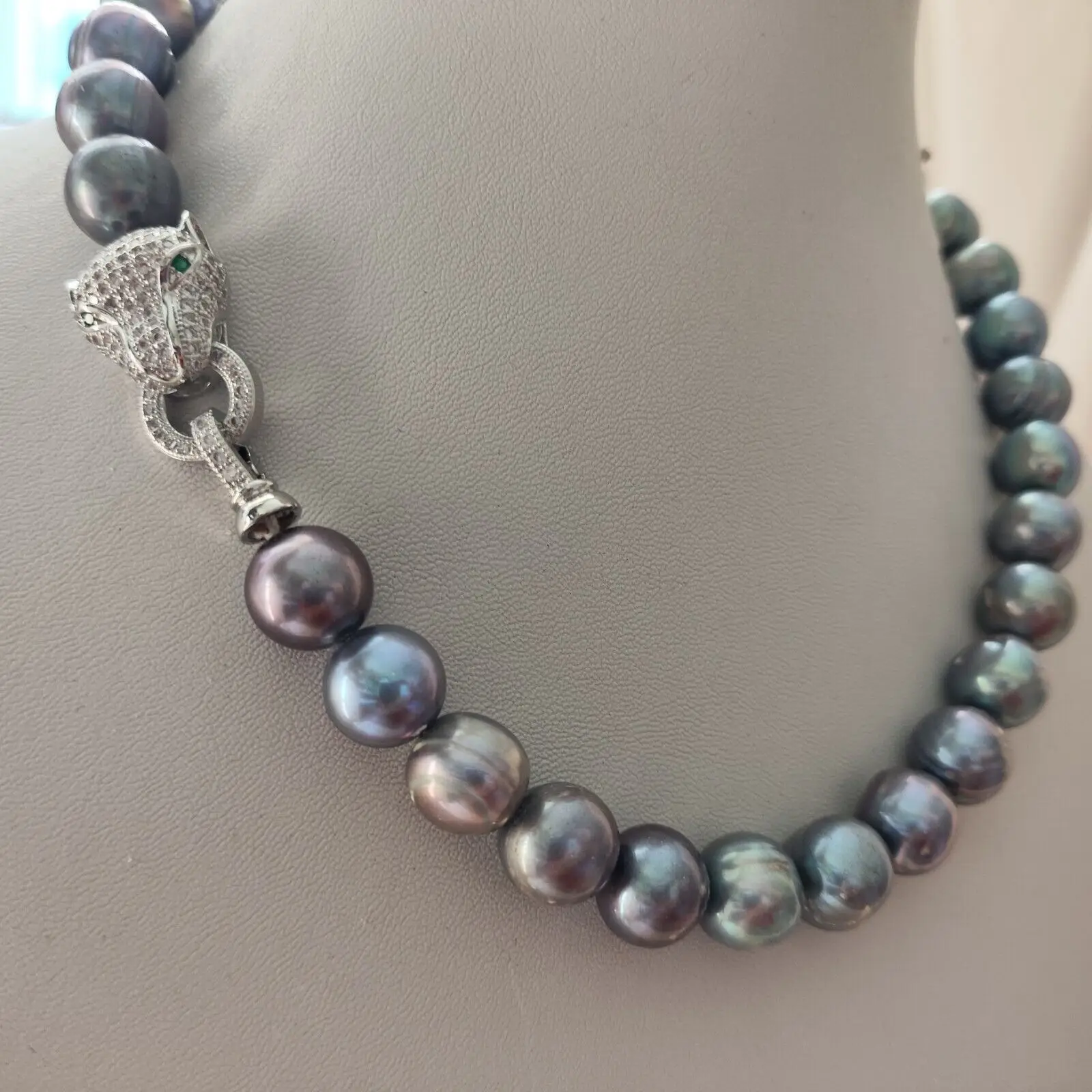 Baroque Black Blue Pearl Necklace - 925 Silver 12-11mm 16in to 35in Lengths