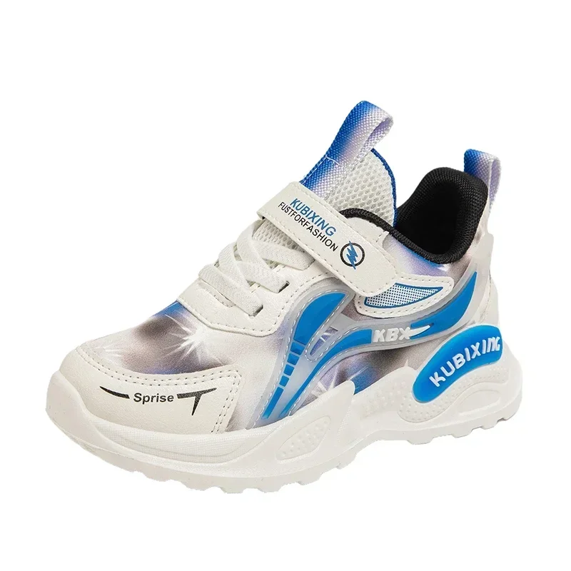 Students Sneakers Mesh Breathable 2025 Brand New Kids Running Shoes White Non-slip Children Fashion Shoes Thick Soft Sole Trendy